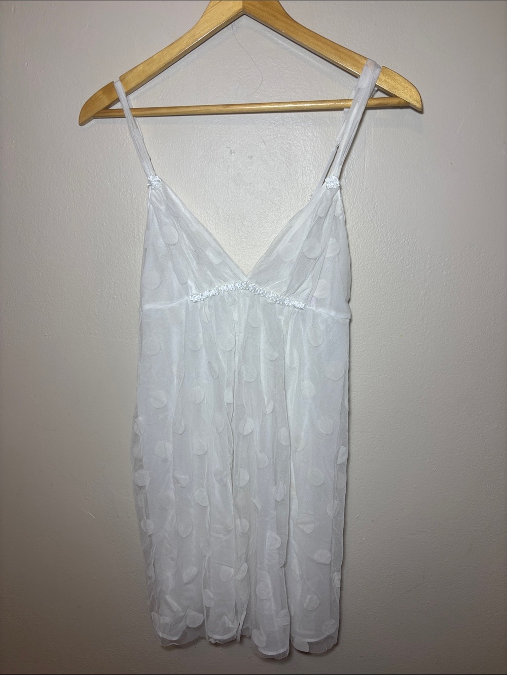 Oscar de la Renta White Sheer Polka Dot Chemise